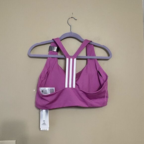 Adidas Women’s Powerimpact Training Medium Support Sports Bra Lilac XLDD - Picture 13 of 14